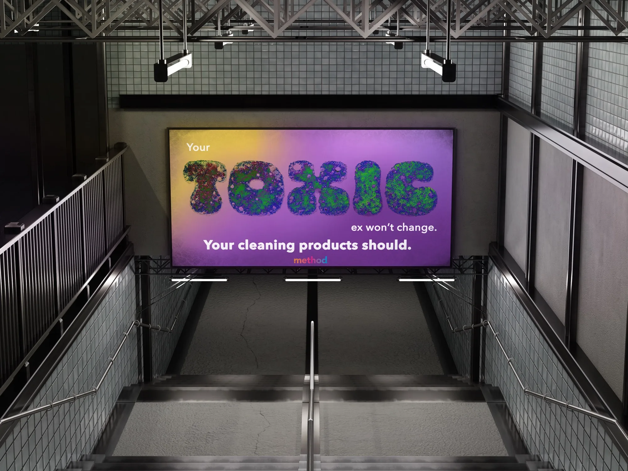 Method — The Ex billboard at subway stairwell