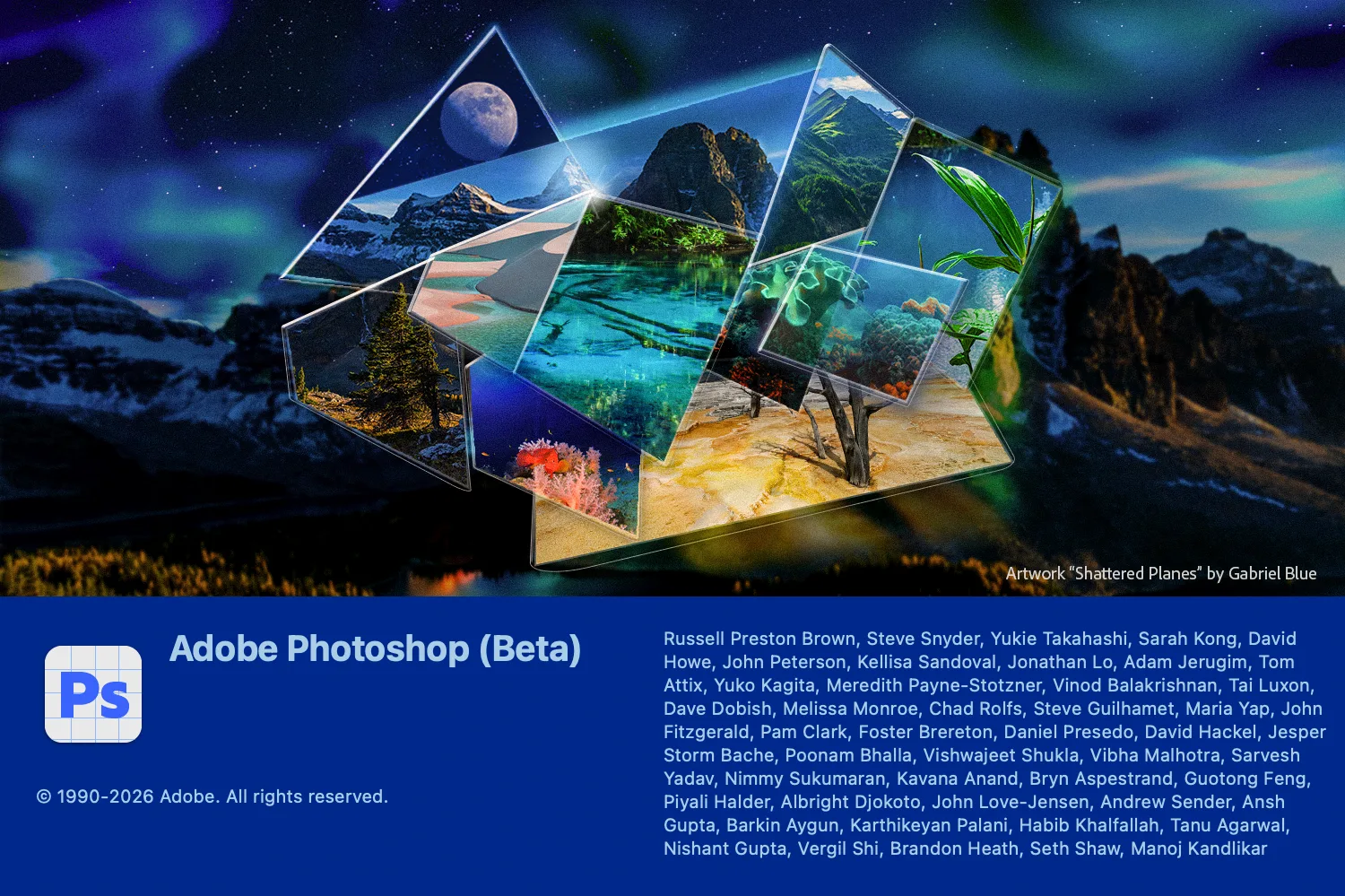 Photoshop Splash Screen (Beta) — Shattered Planes — landscapes refracted through glass