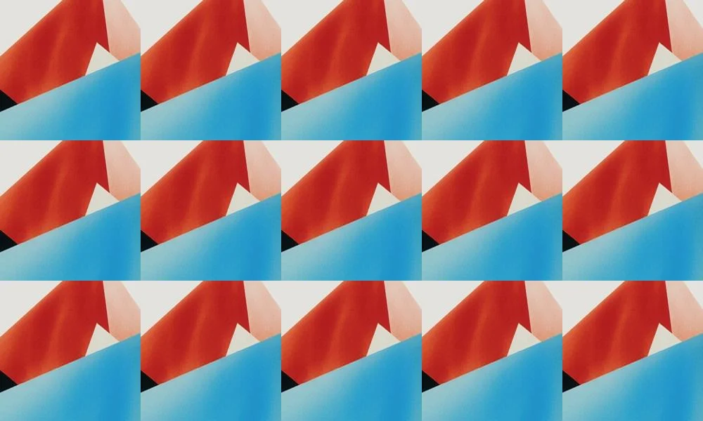 Super graphic — the key image cropped to its diagonal and tiled