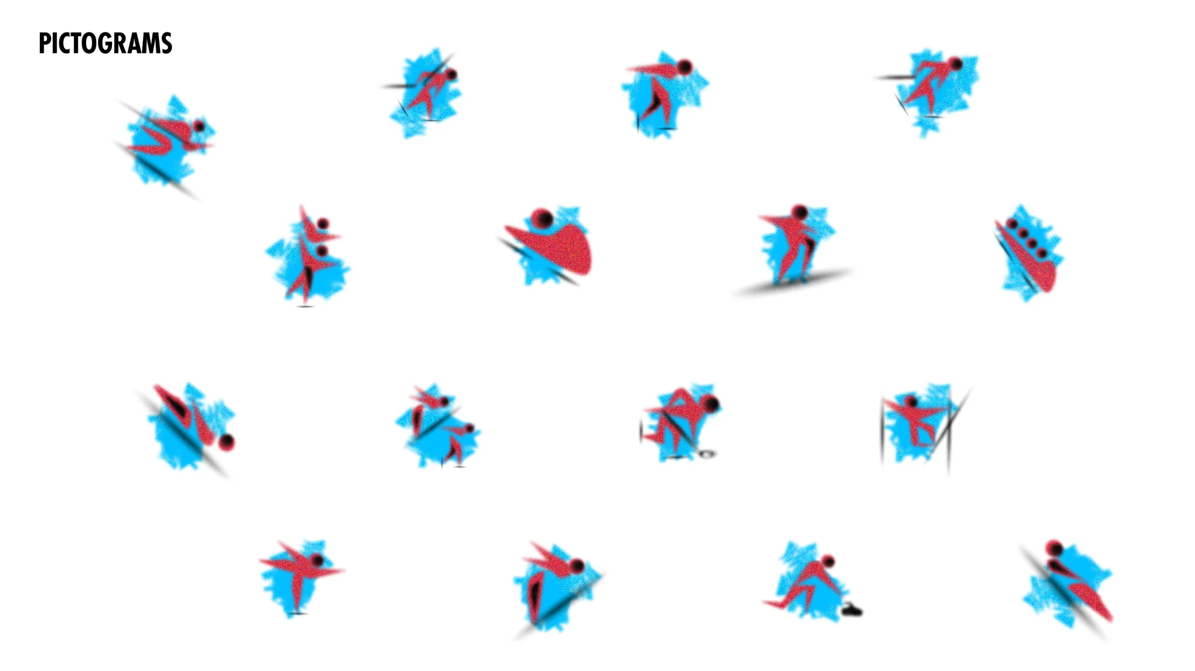 Winter sport pictograms in Milano Red and Cortina Blue